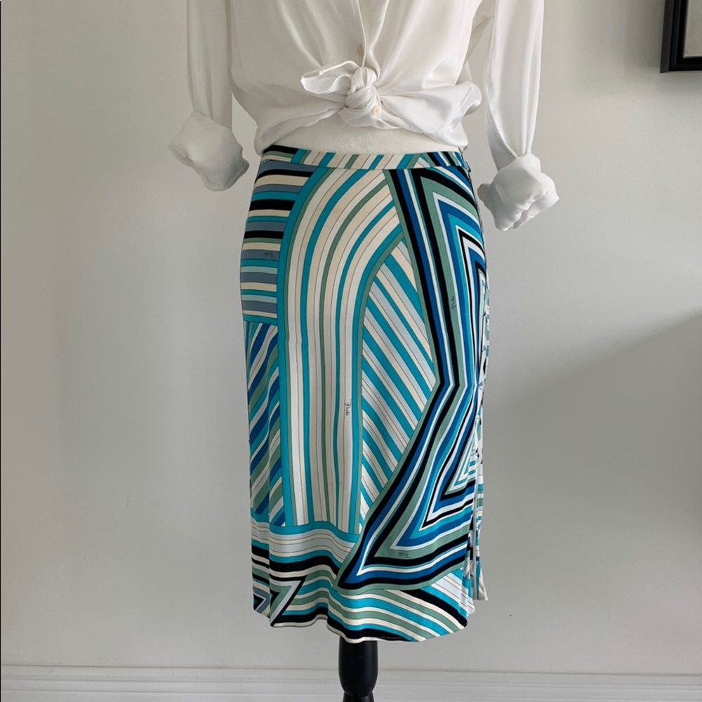 Striped Blue and White Midi Skirt